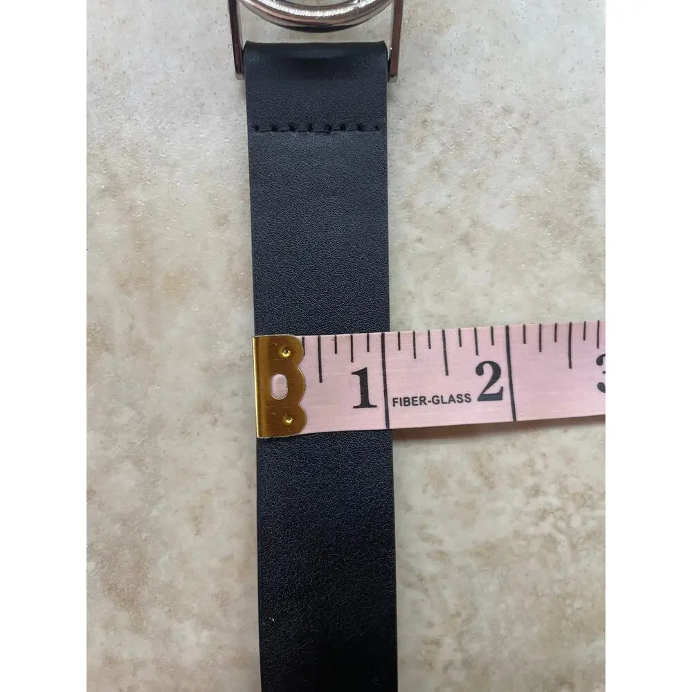 Belt Michael Michael Kors L-XL MK Logo Black Leather Rhinestone Buckle 1” approx